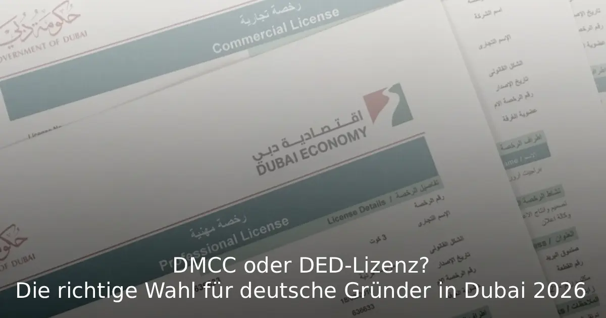 DMCC oder DED-Lizenz Die richtige Wahl für deutsche Gründer in Dubai 2026