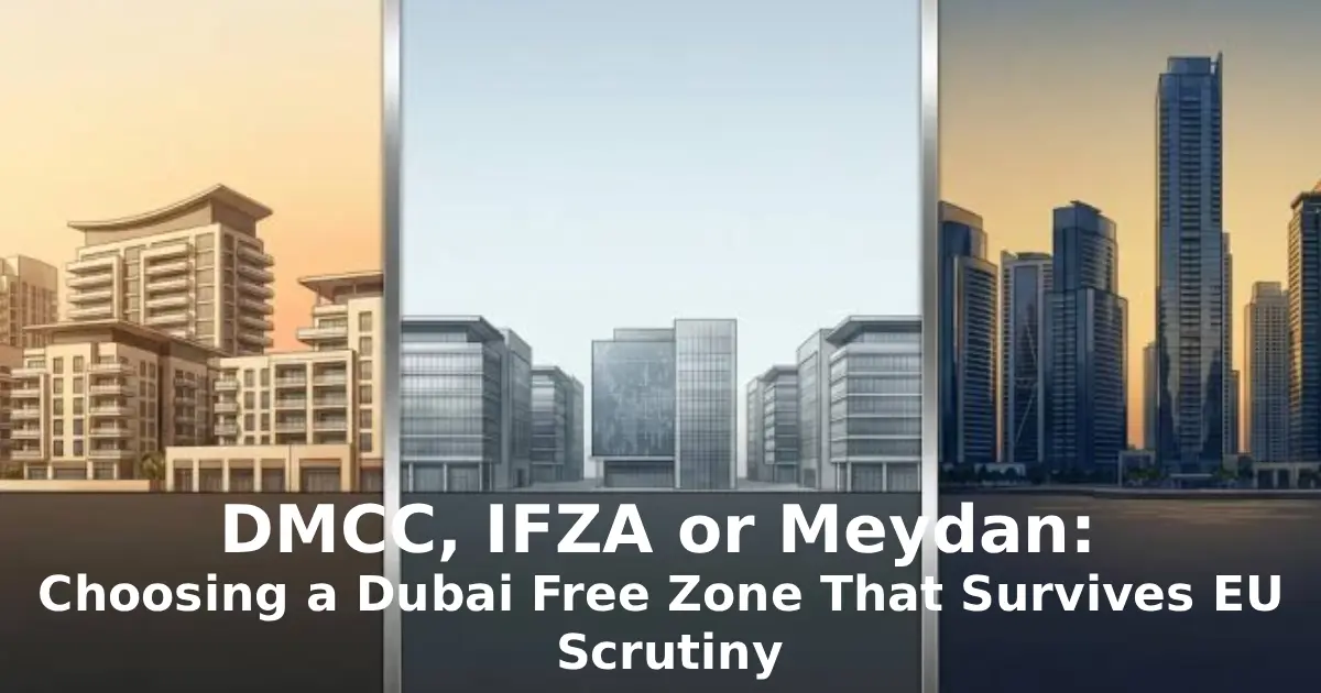 DMCC, IFZA or Meydan Choosing a Dubai Free Zone That Survives EU Scrutiny.