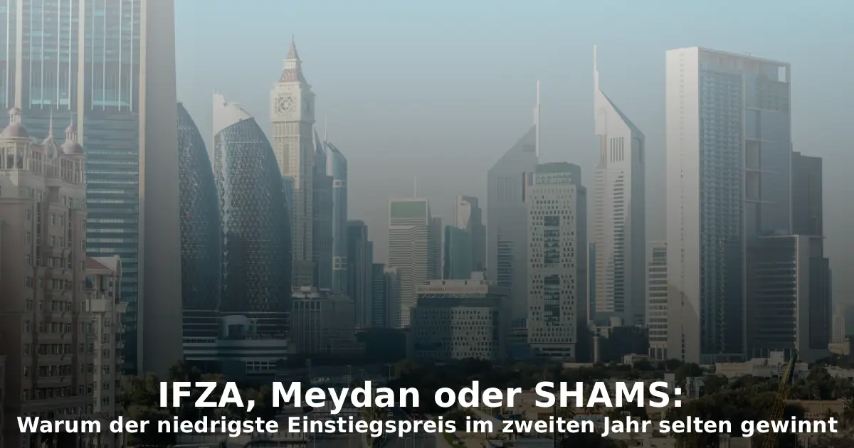 IFZA, Meydan oder SHAMS Vergleich Warum der niedrigste Einstiegspreis im zweiten Jahr selten gewinnt